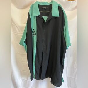 Men's Black and Teal Casual Button-Down Shirt